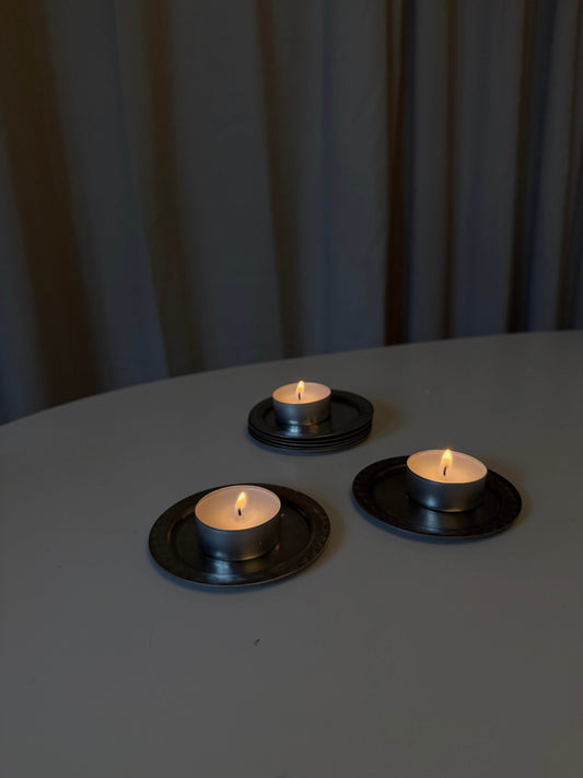 Sølvfad til lys