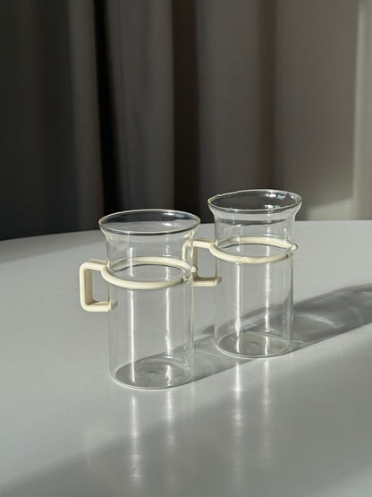 Retro kaffeglas med hvid hank